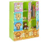 Relaxdays estantería infantil modular con animales, verde, 145 x 110,5 x 46.5 cm