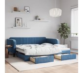 Sofá cama nido y cajones terciopelo azul 100x200 cm