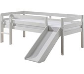Cama de media altura 90x200 con tobogán y somier vipack pino blanco