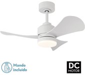 Ventilador techo 3 aspas lampara madera blanco