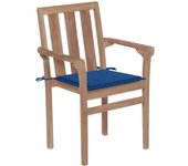 Sillas de jardín 2 uds con cojines azul real madera de teca