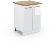 Vicco mueble bajo de cocina fame-line, blanco alto brillo, 60 cm , et roble