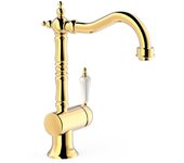 Tres 24210801or tres clasic grifo monomando con maneta lateral para lavabo color oro 24k