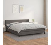 Cama con somier y colchón gris 180x200 cm polipiel