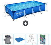 Paquete de piscina - bestway - rectángulo - 400x211x81 cm + accesorios cb69