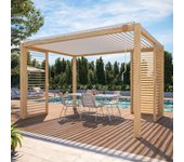 Pérgola bioclimática autoportante 3 x 4m blanca y 3 claustras ( 3 claustras 1 m x 2,39 m ) - oviala