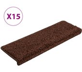 Alfombrillas de peldaños de escalera 15 piezas | alfombras de escalera | tapetes de escalera marrón 65x21x4 cm cfw64953