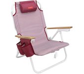 Flamingueo silla playa plegable hamaca reclinable reposabrazos 5 posiciones burdeos