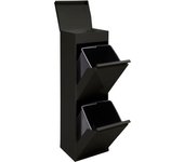 Arregui top cr226-b cubo de basura y reciclaje de acero de 2 cubos con bandeja superior multiusos, mueble de reciclaje, 2 x 17 l (34 l), negro