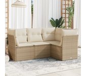 Juego de sofás jardín con cojines 4 piezas | conjunto de jardín de ocio | set de comedor de jardín ratán sintético beige cfw927632