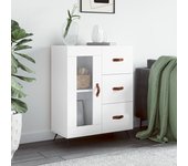 Aparador | aparador de comedor | armario de cocina de madera contrachapada blanco brillante 69,5x34x90 cm cfw66275