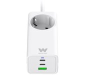 Regleta woxter pe26-180/ 1 tomas de corriente/ 2 usb tipo-c/ 1 usb-a/ cable 1.5m/ blanco