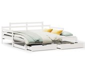 Cama para adulto | cama individual | sofá cama nido con cajones madera maciza pino blanca 90x200 cm cfw76341