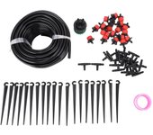Sistema de riego por goteo ajustable de doble vía con emisores de tapa roja, kit de aspersores para jardín, invernadero