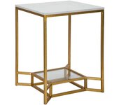Mesa de café de metal dorado con superficie de mármol 47x47x60 double marble