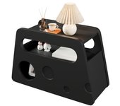 Mesa baja moderna negra con ruedas, ideal para salón y habitación (81x33x51,5 cm)