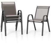 Costway juego de 2/4 sillas jardín exterior apilables, sillas terraza exterior con tejido transpirable patio playa 56 x 70 x 84 cm, carga 150 kg (4, g