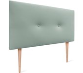 Dhome cabecero de polipiel liso con botones y patas tapizado de alta gama cabezal lujo cama dormitorio moderno acolchado (verde agua, 105cm)