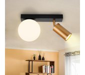 Zmh lámpara de techo 2 llamas moderna e14 lámpara de techo 40cm metal bola de cristal pasillo cocina