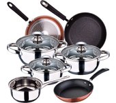 Bateria de cocina 7 piezas san ignacio faro de acero inoxidable con juego de sartenes (20/24/28 cm) san ignacio moma en aluminio forjado