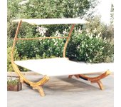 Sofá cama con dosel 165x203x138 cm madera maciza curvada crema