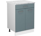 Vicco mueble bajo de cocina r-line, gris azulado, 60 cm et mármol
