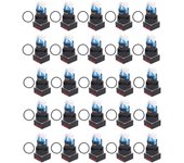 Interruptor de botón cuadrado con autobloqueo de 8 pines abs con luz de 16 mm y 12 v (rojo)