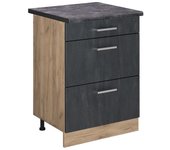 Vicco mueble bajo de cocina r-line, hormigón negro, 60 cm et antracita