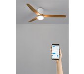 Wind calm natural wood - función verano/invierno - ventilador de techo 40w silencioso ø152 cm con luz, wifi y mando a distancia
