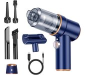 Aspirador portátil para coche de 120 w, aspirador de mano recargable, potencia de succión de 8000 pa con 5 accesorios y base de carga