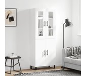Aparador alto | aparador de comedor | armario de cocina madera contrachapada blanco 69,5x34x180 cm cfw91885