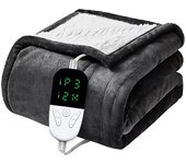 Manta eléctrica con calefacción para cama doble, 6 niveles de calefacción y apagado automático durante 10 horas, 150 x 180 cm