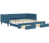 Sofá cama nido con cajones terciopelo azul 100x200 cm
