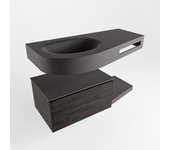 Mondiaz riva 100cm mueble bajo para con lavabo con repisa dark brown con 1 cajón. lavabo izquierda 1 orificio dark grey