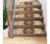 Paquete de 5 alfombrillas antideslizantes para escaleras, alfombras, peldaños de escalera, alfombrillas para escaleras con borde, 76 x 20 cm