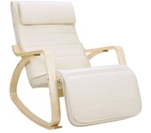 Mecedora acolchada ajustable con reposapiés, patas de ángulo 5 grados, carga 150 kg, beige