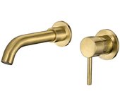 Valaz grifo lavabo empotrado redondo monomando dorado cepillado caño 15cm - serie guadiana