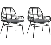 2 uds sillones de jardín | silla de exterior | sillon con cojines ratán sintético negro cfw53500
