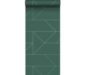 Papel pintado líneas gráficas verde oscuro - 0,53 x 10,05 m - origin wallcoverings