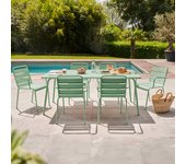 Mesa de jardín y 6 sillas de metal verde salvia, palavas - oviala