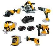 Pack 7 herramientas 20v li-ion vito + 2 baterías 4ah + cargador rápido gama ego li- ion 20v inalámbrico