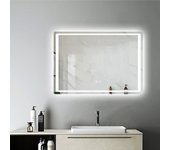 Aica espejo baño rectangular con led 80 x 60 cm, 2 botón tátil, antivaho