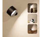 Luz de pared led, bola magnética giratoria de 360° recargable por usb, 3 temperaturas de color, lámpara de lectura de pared regulable