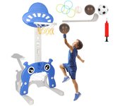 Canasta de baloncesto para niños 4 en 1 poste de baloncesto ajustable en altura con portería de fútbol y aro de tiro de golf