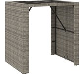Mesa alta y tapa de cristal gris 105x80x110 cm polirratán