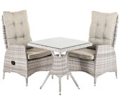 Conjunto de mesas y sillas para jardín, en ratán y aluminio, aluminio y ratán sintético plano, color gris claro, mesa:70x70x72 sillon:63x67x120