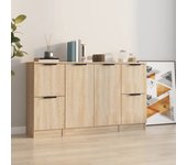 Aparador 3 piezas | aparador de comedor | armario de cocina madera contrachapada color roble sonoma cfw15606