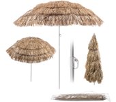 Kadax sombrilla redonda para balcón, jardín, terraza, piscina y playa, altura regulable, marrón/crudo