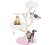 Árbol para gatos de 123 cm, torre de gato multicapa con postes de rascado recubiertos de sisal, 2 perchas acolchadas, 2 plataformas, bolas colgantes,