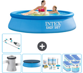 Paquete de piscina - intex - alrededor - 244x244x61 cm + accesorios cb19